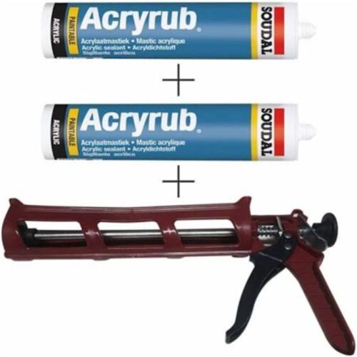 Silikonize Akrilik Beyaz Mastik 500 gr 2 Adet + Silikon Tabancası