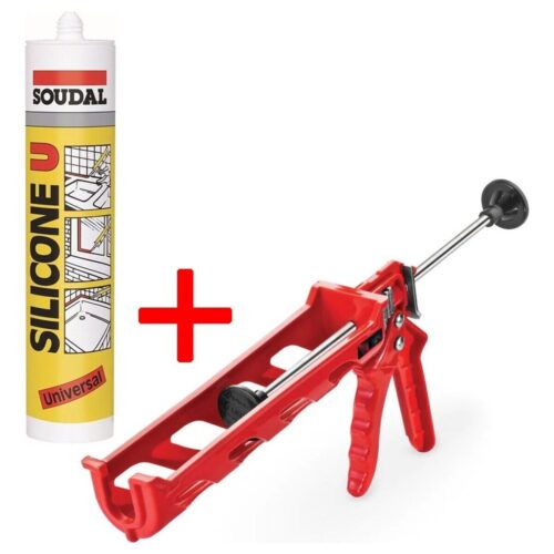 SOUDAL Şeffaf Silikon Seti 280ml Silikon Ve Tabancasıyla Birlikte