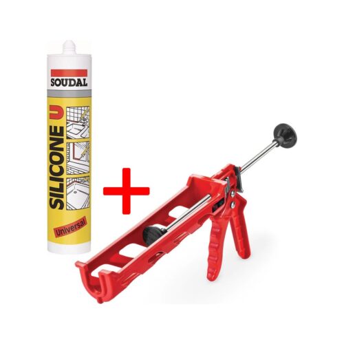 Soudal Şeffaf Silikon 280 Gram + Silikon Tabancası Set