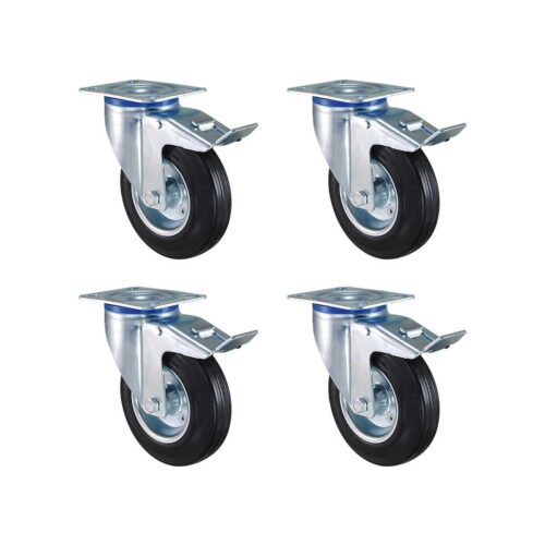 Kauçuk Dolgu Lastik Sanayi Tekeri 4'lü Frenli Tekerlek - 80 mm Çap
